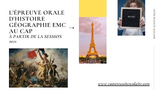 Lépreuve orale dhistoire géographie EMC au CAP 2021 [upl. by Abrahams750]