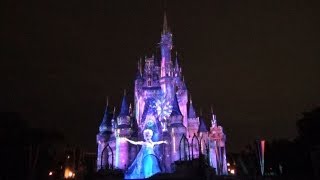 FROZEN Segment of Celebrate the Magic Cinderella Castle Projection Show at Magic Kingdom Disney [upl. by Memberg103]