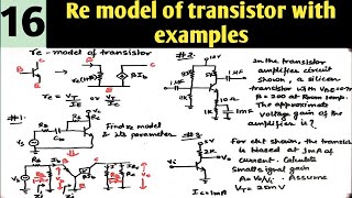 Re model of transistor  re model solved problems [upl. by Atelahs]