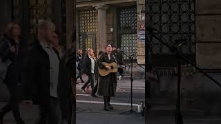 musical vibesLady with gitar 🎸old Town warsaw poland [upl. by Melvina]