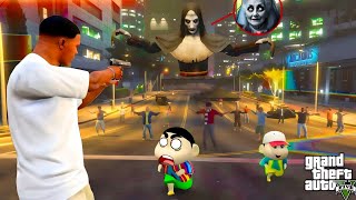 Shinchan and Franklins Meets the Serbian Dancing Lady GTA 5 [upl. by Animsaj616]