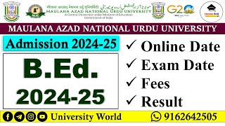 Manuu BEd Online Apply Dates Admit Card Exam Date  Manuu Admission 202425  UniversityWorld [upl. by Lamprey]