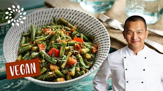 Bohnen mit Tomaten  Einfache und schnelle Beilage Rezept  Vegan [upl. by Ydderf]