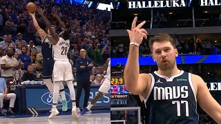 Luka Doncic hits insane one handed hook shot from 3 to win vs Nets [upl. by Norri]