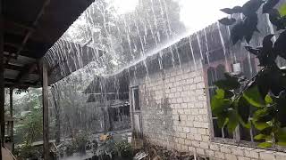 Heavy Rain amp Lightning Pouring on the roof of my house during the day Suitable for Sleeping [upl. by Starla566]