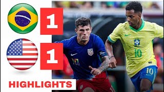 USA vs Brazil HIGHLIGHTS amp ALL GOALS 11 Rodrygo Goal Pulisic Goal vs Brazil [upl. by Braca]