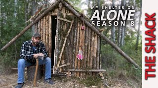 Bushcraft SURVIVAL Shelter with Fireplace  Complete Build ALONE Season 8 [upl. by Pogah729]