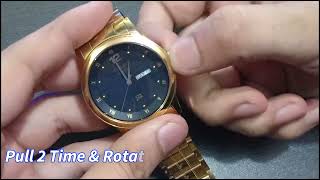 How To use Seiko Quartz Battery DayampDate Watch Tutorial full HD  national watches [upl. by Eelessej950]