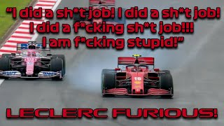 Leclerc FURIOUS after mistake in the last lap  Turkish GP 2020 [upl. by Ahsenyt]