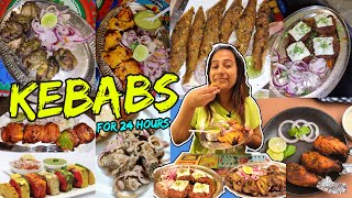 I only ate quotKEBABquot 🍗🍖🍢for 24 Hours Challenge  Galouti Paneer Fish Kebab amp more  Food Challenge [upl. by Ulani]