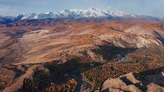 Aerial view of Mountain Altai with autumn landscapes and snowy peaks [upl. by Notyap]