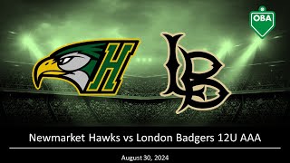 240830 Newmarket Hawks 12 vs London Badgers 2 12U AAA [upl. by Lohse112]