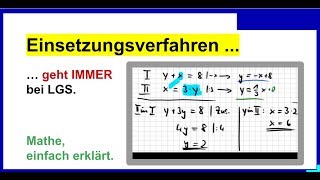 Einsetzungsverfahren geht IMMER Gleichungssysteme lösen Wiederholung [upl. by Aisor157]