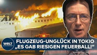 TOKIO Inferno nach Kollision von Flugzeugen Airbus prallt mit Küstenwache auf Rollfeld zusammen [upl. by Hawker414]