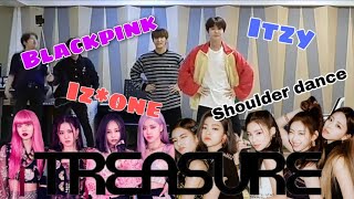 TREASURE DANCING AND SINGING TO GIRL GROUP SONGSBLACKPINK ITZY AND MORE [upl. by Moraj]