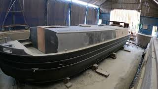 Top half of a wide beam canal boat SandBlasting ASMR [upl. by Eleira419]