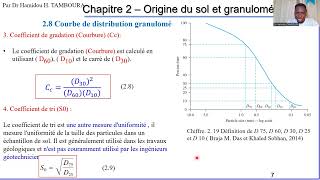 Courbe de distribution granulométrique Partie3 du Chapitre2 du cours de mécanique des sols [upl. by Ennovart471]