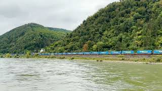 The old Löhnberg Mill freight trains a barge and Braubach DE [upl. by Pattie]