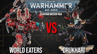 World Eaters Vs Drukhari  Warhammer 40k Battle Report [upl. by Nolava671]