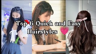 Top 6 Quick and easy hairstyles ll Korean hairstyle ll Easy Hairstyle [upl. by Gader]