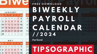 FREE Biweekly Payroll Calendar Excel  2024 [upl. by Gnud]