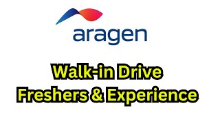 Freshers amp Experience Walkin drive AT Aragen aragen freshersjobs xperience [upl. by Yliak475]