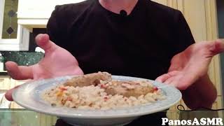 Eating rice with turkey burgers 5  Panos ASMR Greek Mukbang [upl. by Krum908]