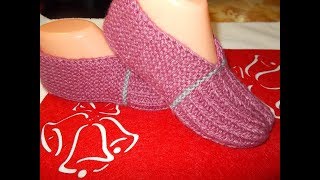 СЛЕДКИ НА 2 СПИЦАХ САМЫЕ ЛЕГКИЕ МАСТЕР КЛАССhow to knitting slippers [upl. by Elamaj838]