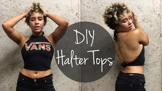 DIY Halter Top From TShirt No Sewing  prillakilla [upl. by Peony]