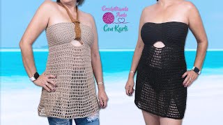 🌴 Vestido de playa  blusa tejida a crochet  ☀️Modelo “Verano”☀️  TUTORIAL PASO A PASO [upl. by Papp679]