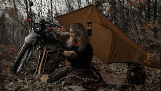 Solo Camping Beside My Motorcycle as a NEW Rider  Steak amp Eggs on the COALS [upl. by Etep299]