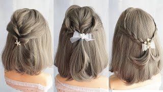 3 Peinados Para Cabello Corto Con Trenzas Elegantes  Peinados Faciles Y Rapidos Niñas Pelo Corto [upl. by Caia]