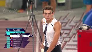 Mondo Duplantis 615m quotoutdoorquot WR Rome 2020 [upl. by Semaj]