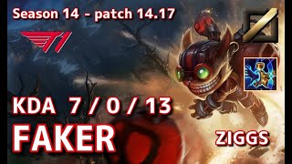 【KRサーバーC1】T1 Faker ジグスZiggs VS アジールAzir MID  Patch1417 KR Ranked【LoL】 [upl. by Ityak]