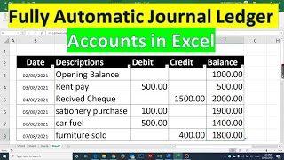 How to create a journal ledger book in excel step by step  Fully automatic journal ledger account [upl. by Mart431]