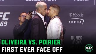 Dustin Poirier vs Charles Oliveira First Face Off  UFC 269 Press Conference [upl. by Schroth]