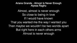 Alyssa Raghu  Almost Is Never Enough Lyrics Ariana Grande American Idol 2018 [upl. by Cherey728]