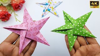 How to Make Paper Star Step by Step  Origami Star Making  Easy Paper Crafts [upl. by Eedoj]