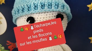 ☃️VIDEO 5 écharpeles pieds les flocons DU BONHOMME DE NEIGE ☃️amigurumiscrochet amigurumiaction [upl. by Eugaet562]