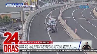 Rider na nagcounterflow sa Skyway Stage 3 patay ng masalpok ng sasakyan nakainom umano  24 Oras [upl. by Nwahsyd]