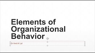 Elements of Organizational Behavior  OB Introduction [upl. by Atnwahs]