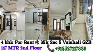 RYTPR000706 4 bhk For Rent  35K  2nd Floor 147 MTR  Sec 5 Vaishali GZB  Nr Shopprix Mall [upl. by Maude]