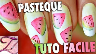 Tuto nail art spécial été Pastèque Aquarelle [upl. by Anceline]