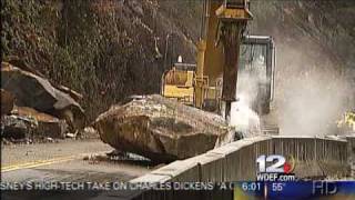 Polk County Tennessee Rockslide Nearly Kills Road Crew [upl. by Ebert]