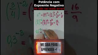 Potência com Expoente Negativo  Vc não vai mais errar shorts matemática aula dicas aprender [upl. by Trubow]