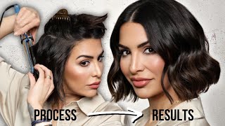 How to Wave Short Hair with a Straightener  EASY Beach Waves [upl. by Plate]