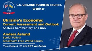 Ukraine’s Economy Current Assessment and Outlook Anders Åslund USUBC Webinar June 4 2024 [upl. by Toy]