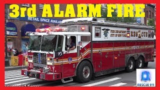 Manhattan 3rd ALARM  Major FDNY response  Lots of lights amp siren action [upl. by Sivartal]