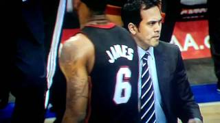 NBA Lebron James bumping coach Spoelstra after loosing to Mavericks  Amazing [upl. by Ahsaenat]