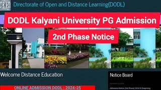 DODL Kalyani University PG Admission Notice 2nd Phase 202425 [upl. by Sondra125]